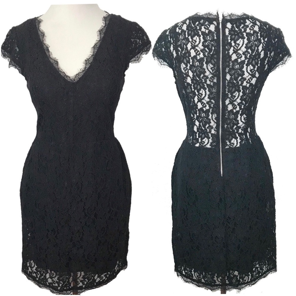 Aritzia Babaton Tobias Lace V Neck Dress Black With Pockets Size 4